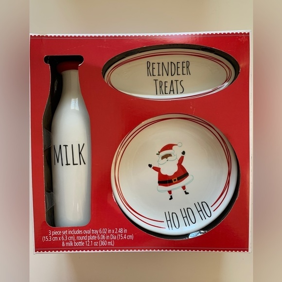 Holiday Time Other - Snacks For Santa Set COOKIE Plate Milk Jug and Reindeer Treats Dish NIB